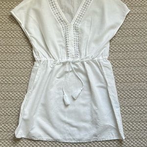 JMcLaughlin Linen Cotton Blend Swim Coverup with drawstring